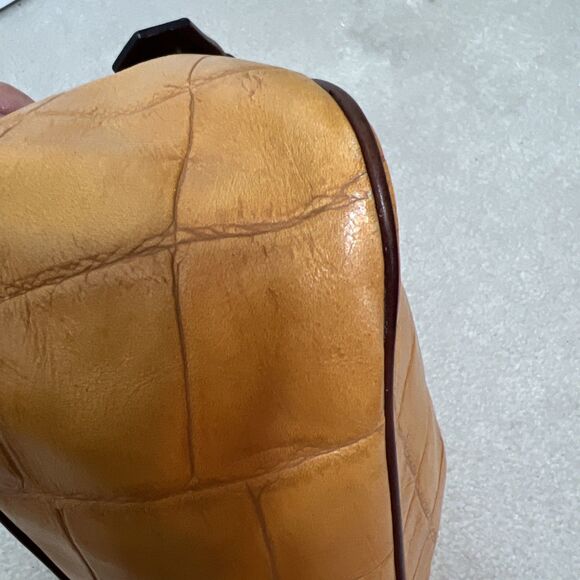 Dooney & Bourke Nile Shoulder Hobo Bag Vintage Yellow Croc Embossed Leather - Picture 10 of 16